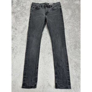 All Saints Cigarette Jeans Mens 30 Actual 31x30.5 Black Gray Button Fly Stretch